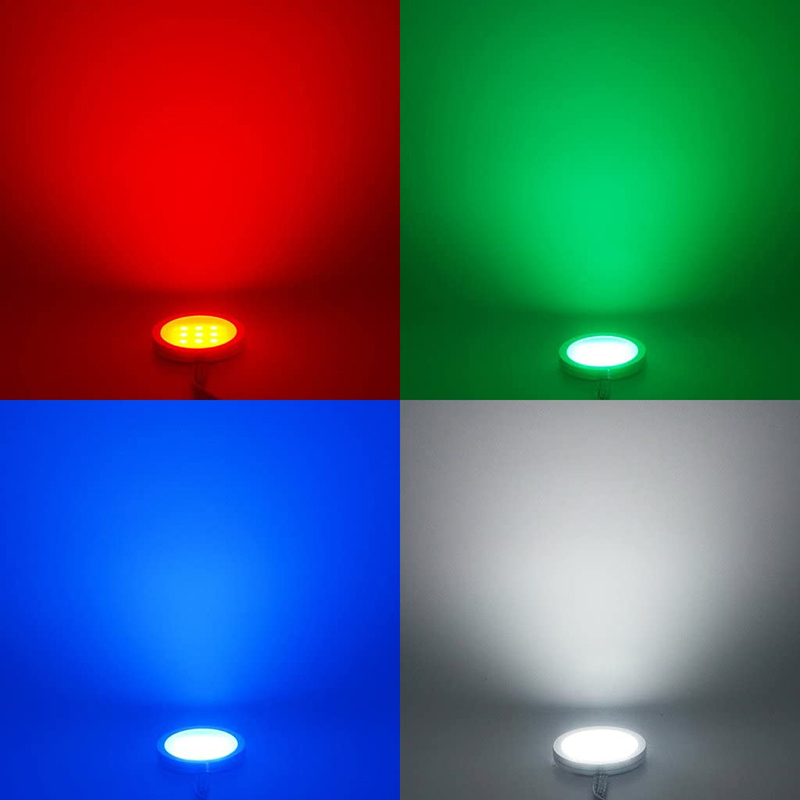 DC12V 3W/PCS 4PCS RGB Color Changing Under Cabinet LED Puck Light Kit, With 2.4G Touch Remote DC12V 3W/PCS 4PCS RGB Color Changing Under Cabinet LED Puck Light Kit, With 2.4G Touch Remote